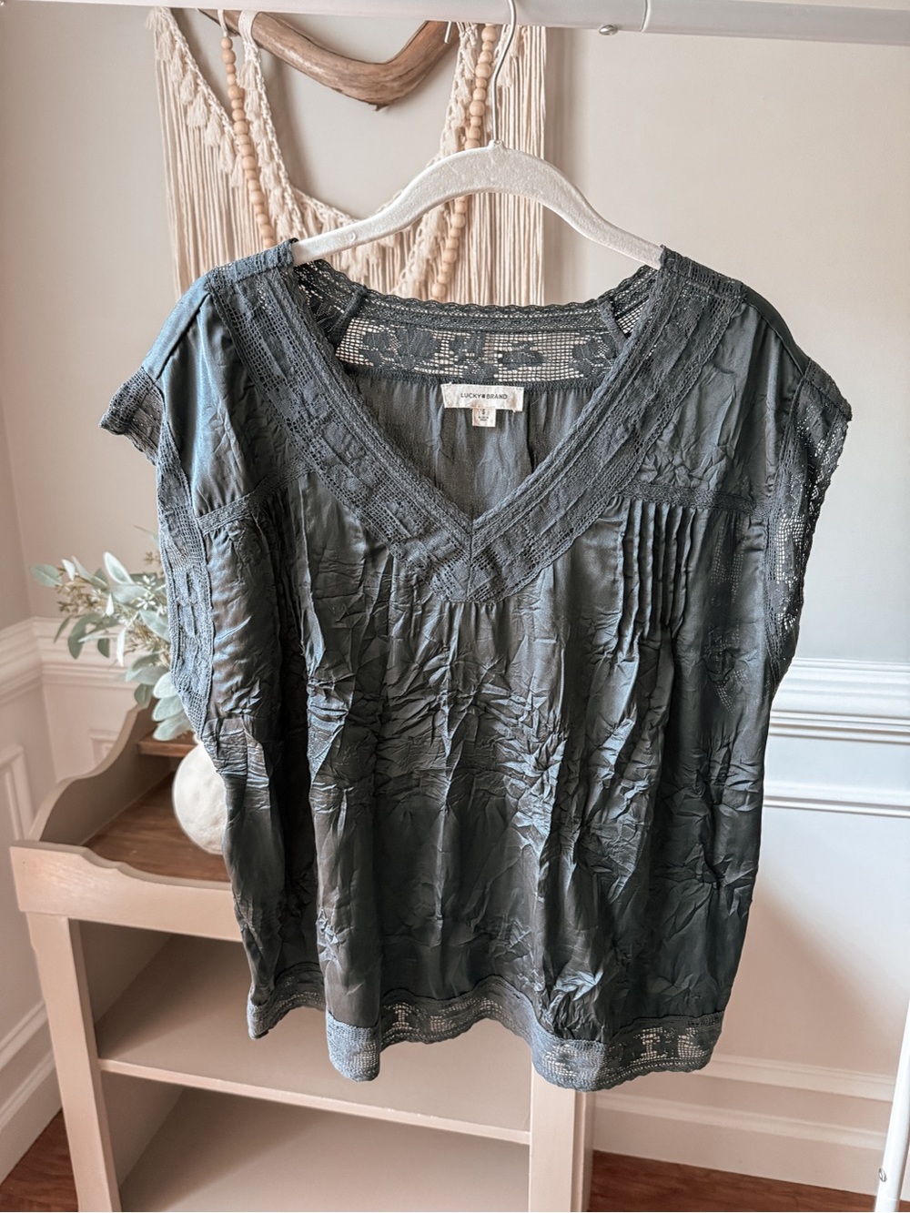 Lucky Brand V-Neck Embroidered Top Top